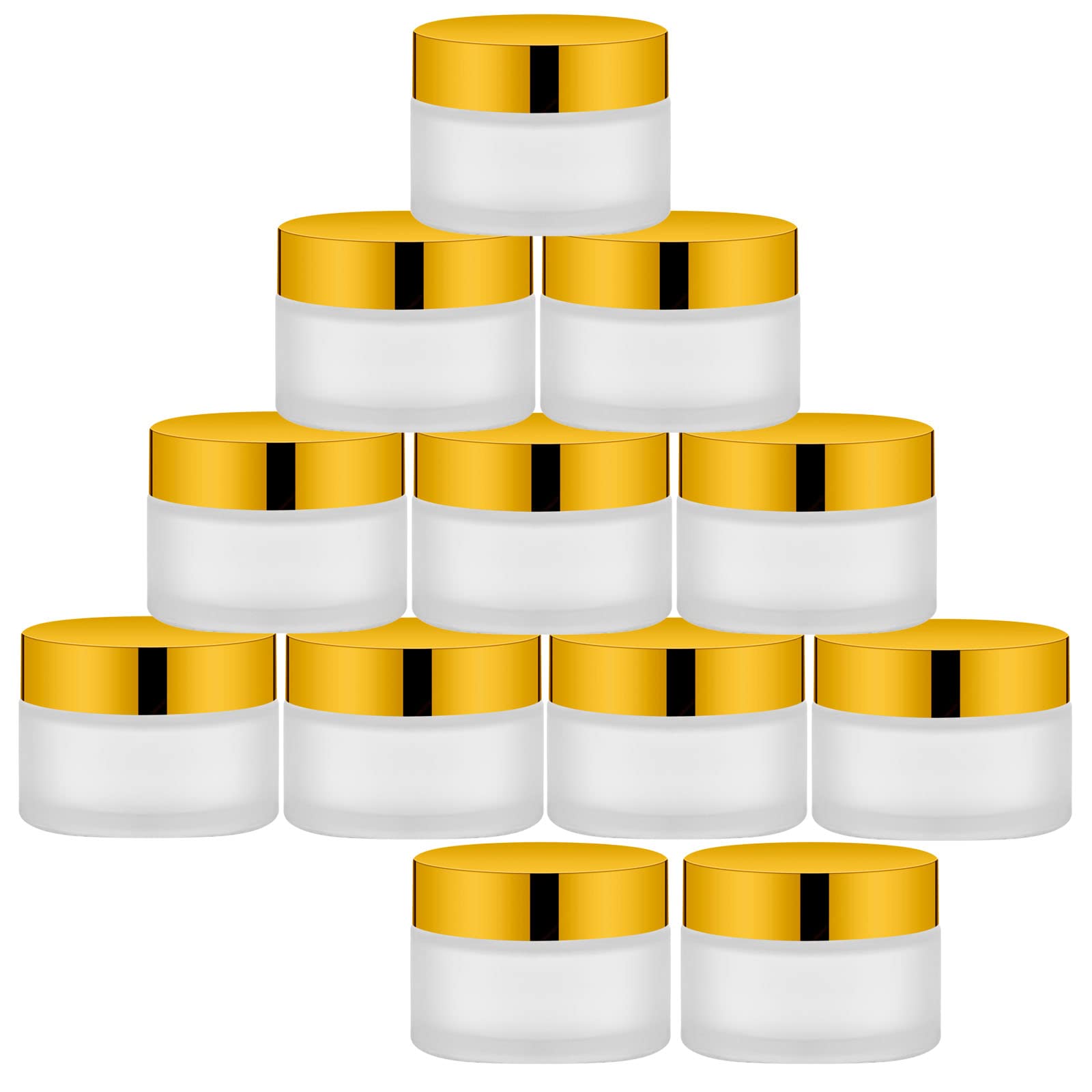 Lil Ray 1 Oz Glass Cream Jars With Gold Lid, Empty Frosted Glass Containers, Refillable Cosmetic Vials For Salve, Lotion, Ointme