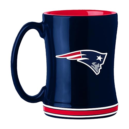 New England Patriots Coffee Mug 14oz Sculpted Relief Team Color