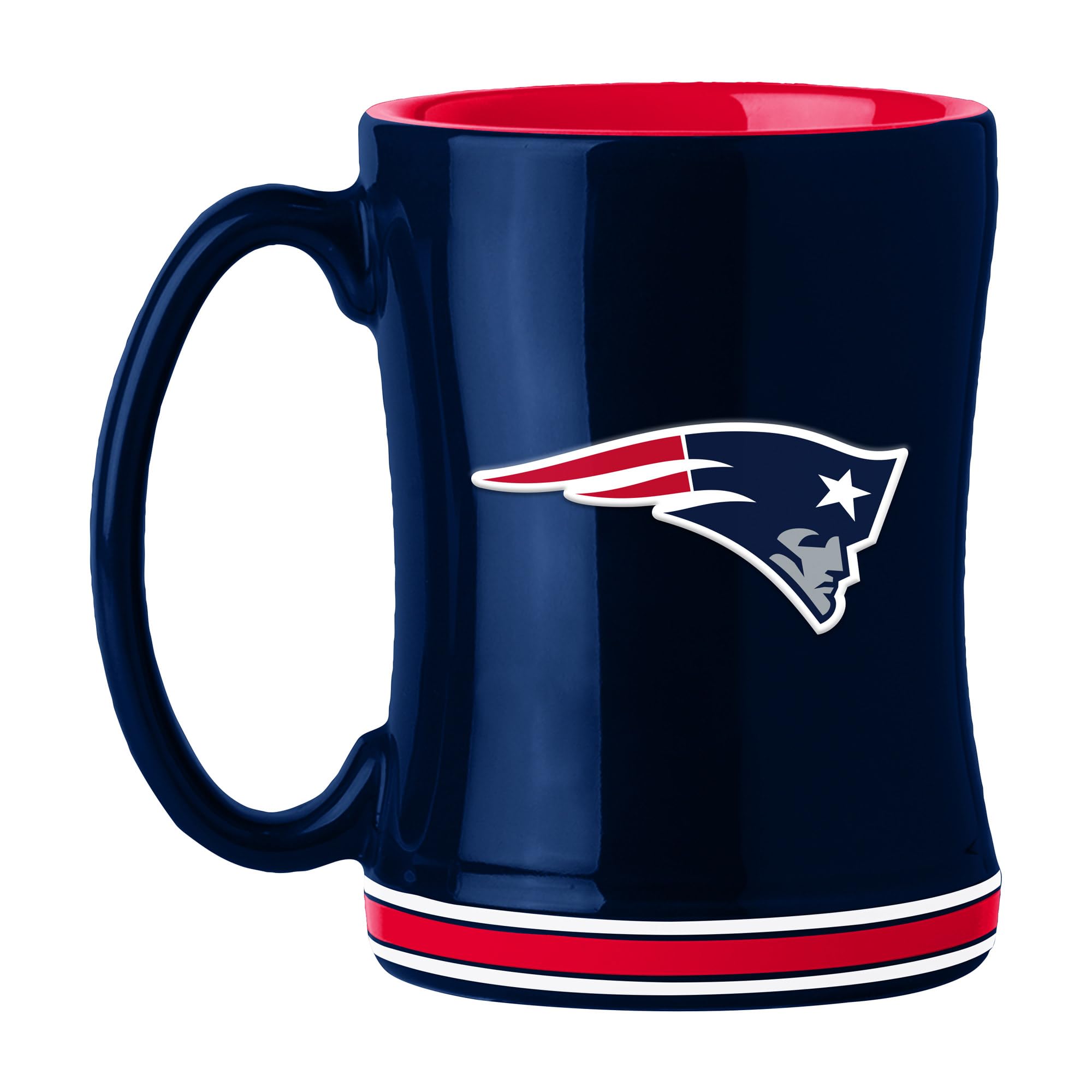 New England Patriots Coffee Mug 14oz Sculpted Relief Team Color