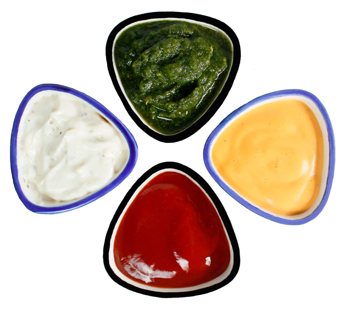 U & U Unique Utilities Ceramic Chutney Bowl Set Of 4 Small Ketchup Sauce Dip Bowl Pots (Blue Grey 80 Ml)