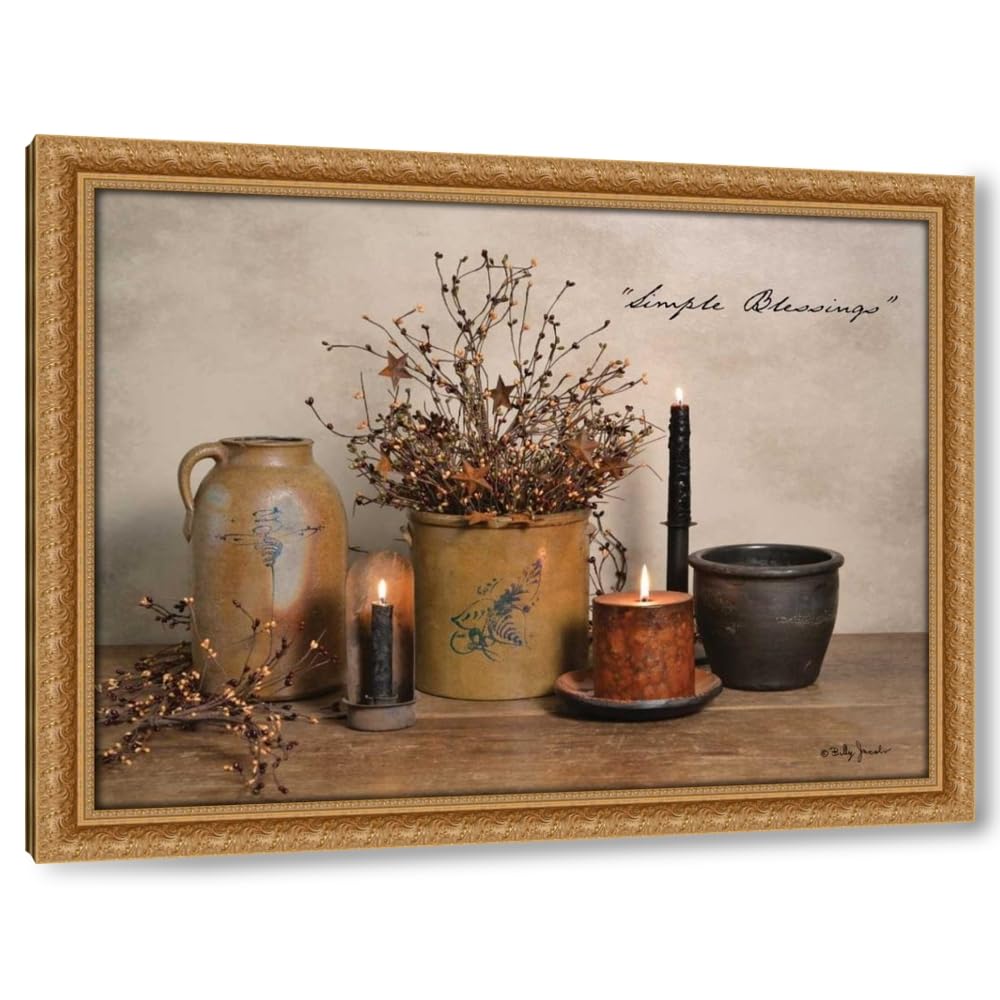 Jacobs, Billy 36X28 Gold Ornate Framed Canvas Art Print Titled: Simple Blessings