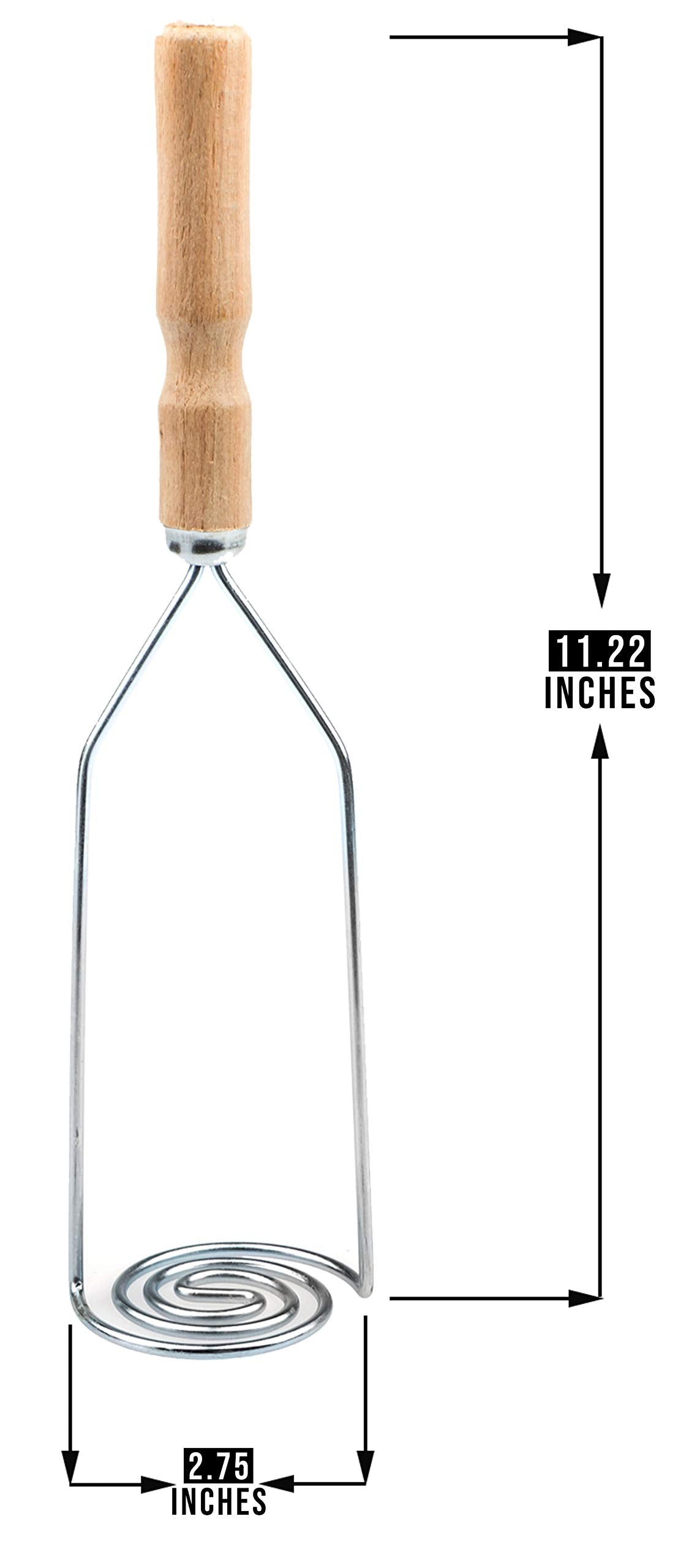 Stainless Steel Metal Spiral Wooden Handle Potato Masher - Manual Kitchen Utensil Vegetable Smasher - Potato Mash Tool