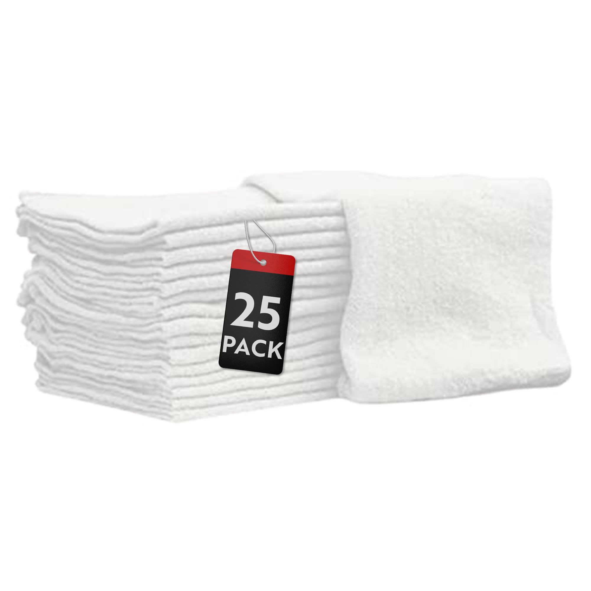 Nabob Wipers Auto Mechanic Shop Towels 25 Pack Shop Rags 100% Cotton Size 14''x14'' Commercial Grade?(25?Pack ?White)