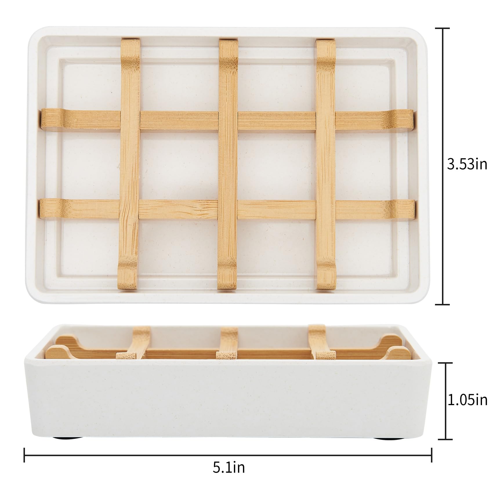 Bamboo Soap Dishes For Shower Wooden Soap Bar Holder For Bathroom Soap Tray Easy To Clean, Durable And With Non-Slip Pads(Two Wh
