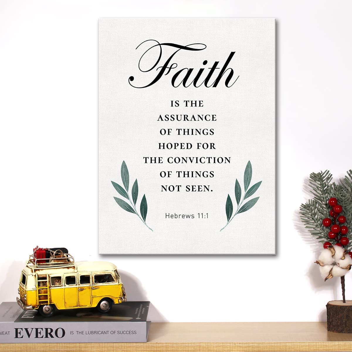 Christian Canvas Wall Art Motivational Faith is Being Sure of What We Hope for Canvas Print Positive Scripture Bible Verse Paint