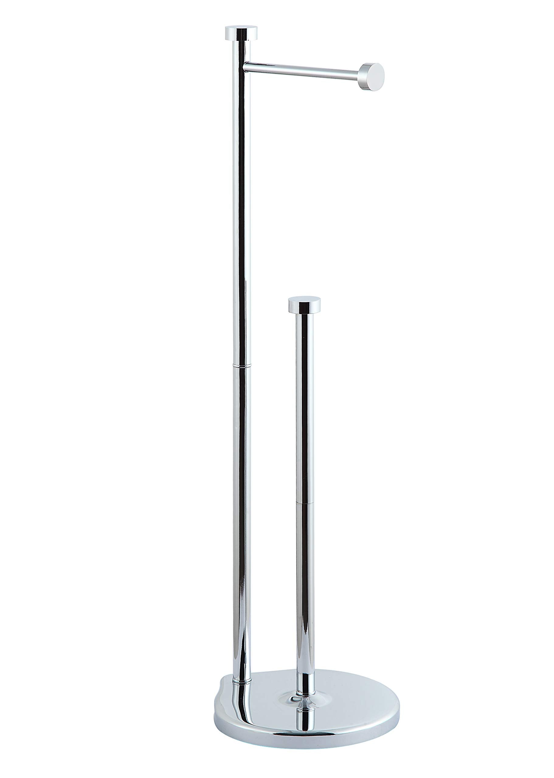 Sunnypoint Free Standing Bathroom Toilet Paper Holder Stand With Reserve, Reserve Area Has Enough Space For Jumbo Roll (Chrome)