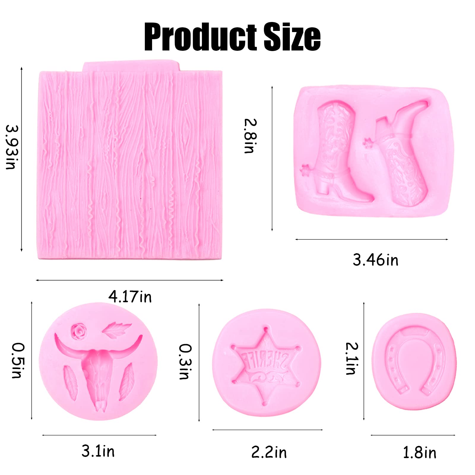 Bull Head Silicone Molds 5 Pcs, Horseshoe Bark Fondant Mold For Chocolate Resin Candy Cake Pop Cake Decoration, Cupcake Topper P