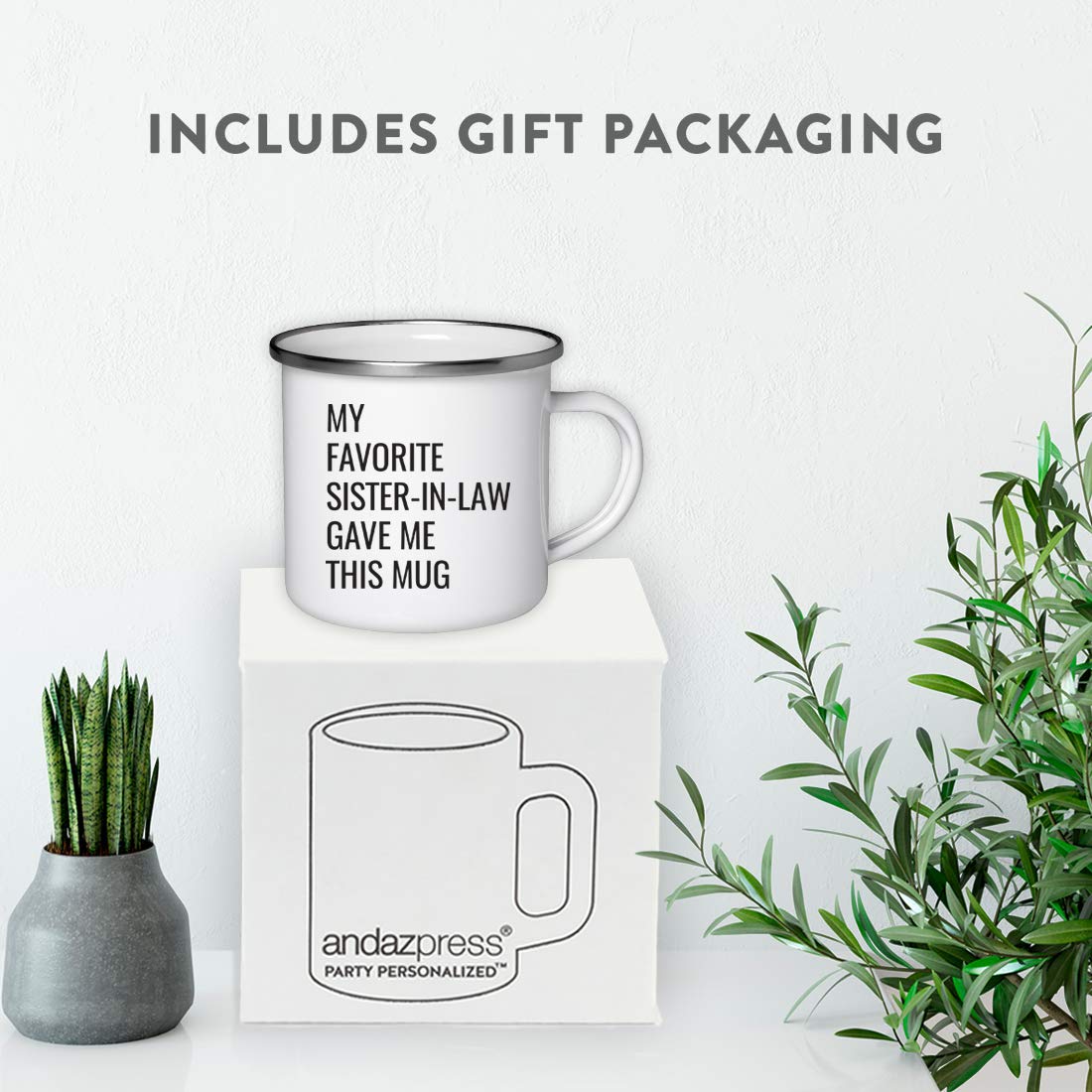 Andaz Press Funny 11Oz. Campfire Coffee Mug Gift, My Favorite Sister-In-Law Gave Me This Mug, 1-Pack, Christmas Birthday Drinkin