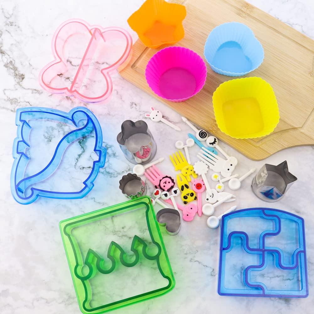 Jogilboy 32 Pcs Diy Food Set Sandwich Cutters And Sealer Sandwiches Maker Fun Crust Cutters Shapes Fruit And Vegetable Cutters F