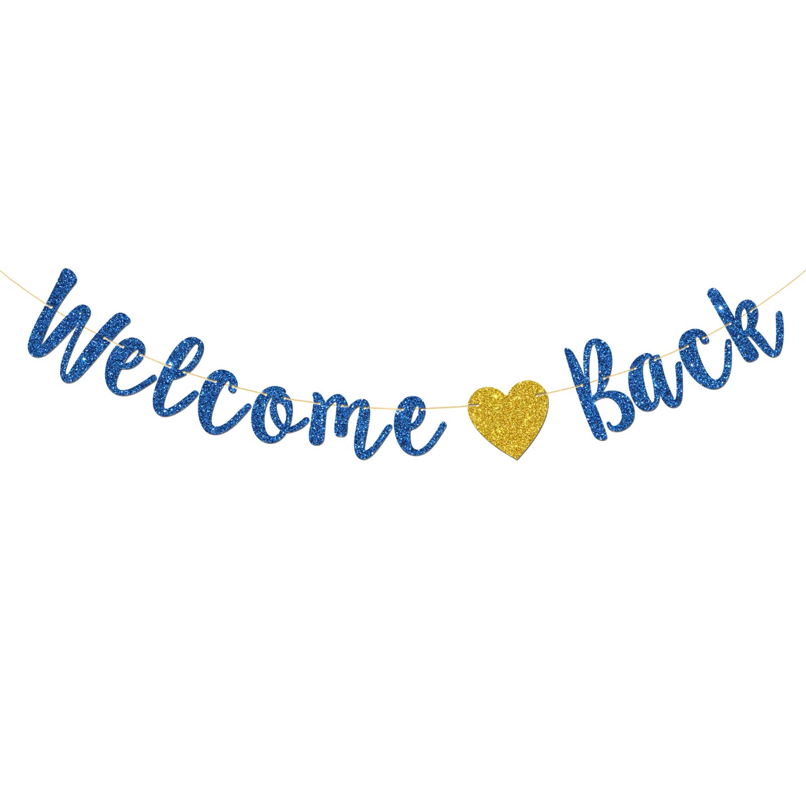 Talorine Welcome Back Banner, Home Theme Party, Back To School, Happy Retirement Party Decorations (Blue Glitter)