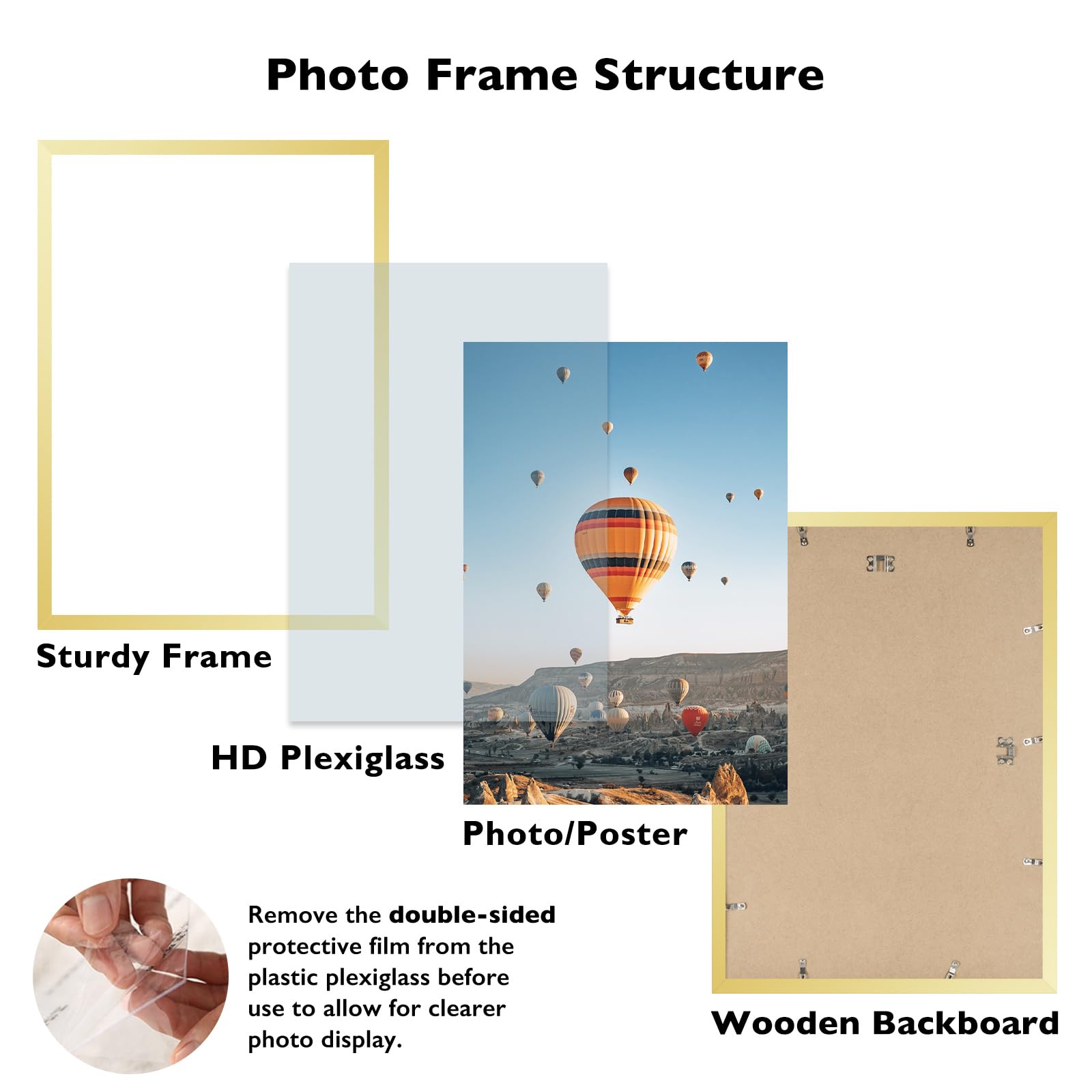 JCJMY 17x24 Picture Frame Gold for Poster Photo Picture, Horizontal and Vertical Formats for Wall Hanging, 17 x 24 Wall Gallery