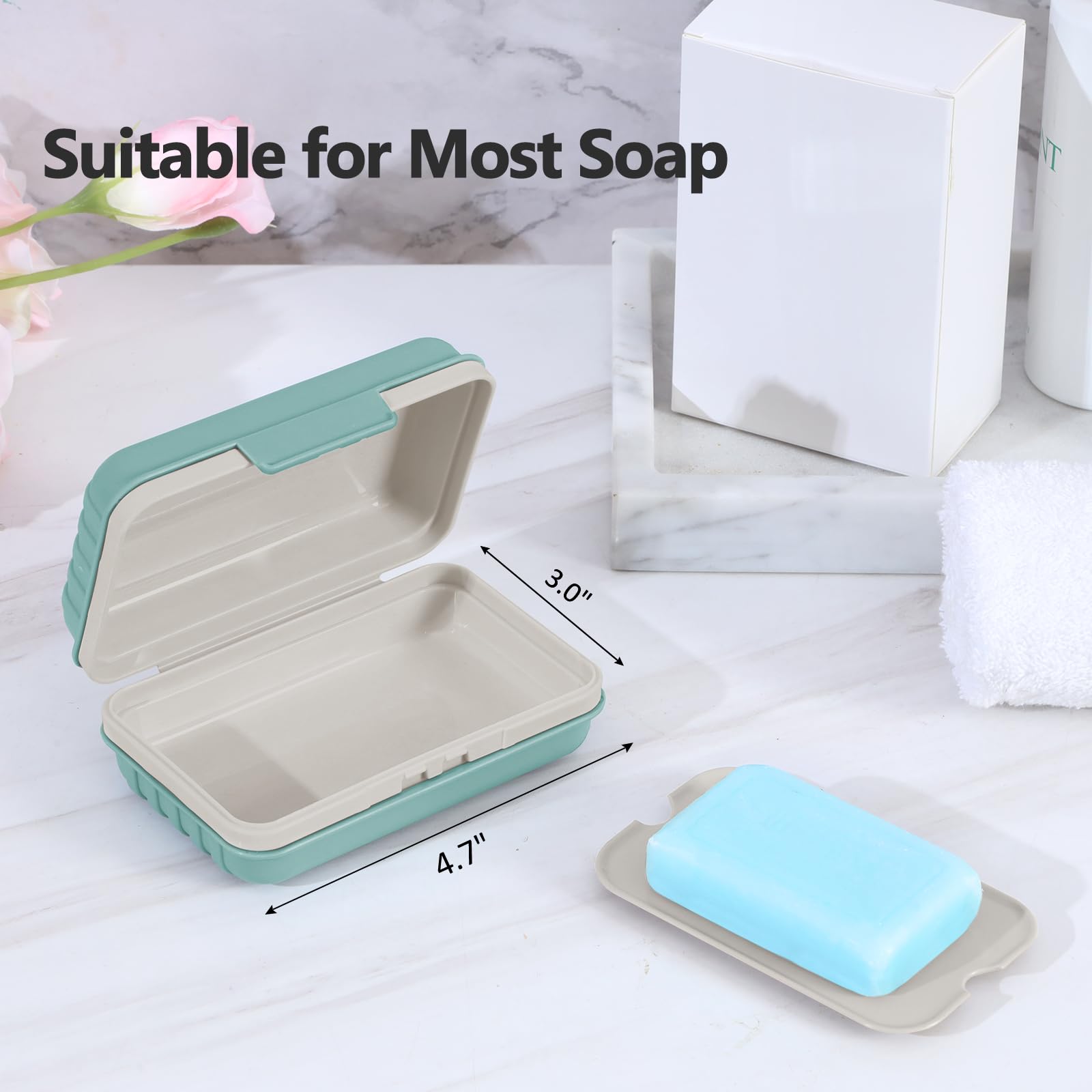 Quatish Bar Soap Holder Dish - Portable Leakproof Soap Case for Travel, Gym, Camping - Blue, Model SD-FRECT-1P-BL