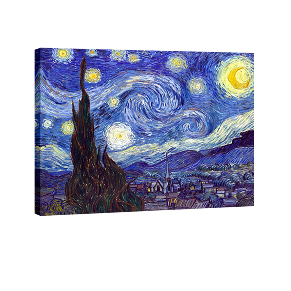 28X20Inch (70X50Cm) : Wieco Art Canvas Prints For Van Gogh Painting Art Work Starry Night Modern Wall Art For Home Decor