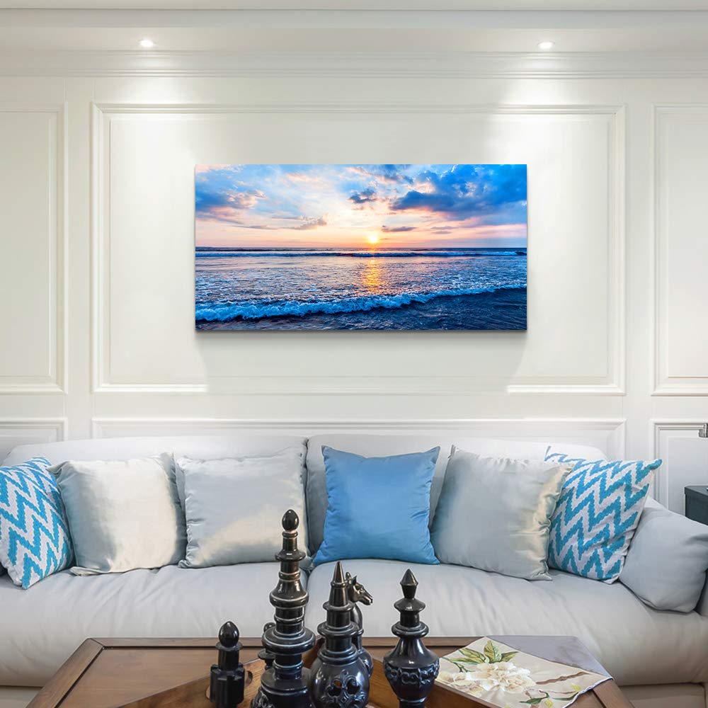 Canvas Wall Art for living room blue beach ocean sea waves landscape Wall Decor Ready to Hang Home Decorations bedroom kitchen bathroom inspirational Canvas prints posters painting wall mural Artwork
