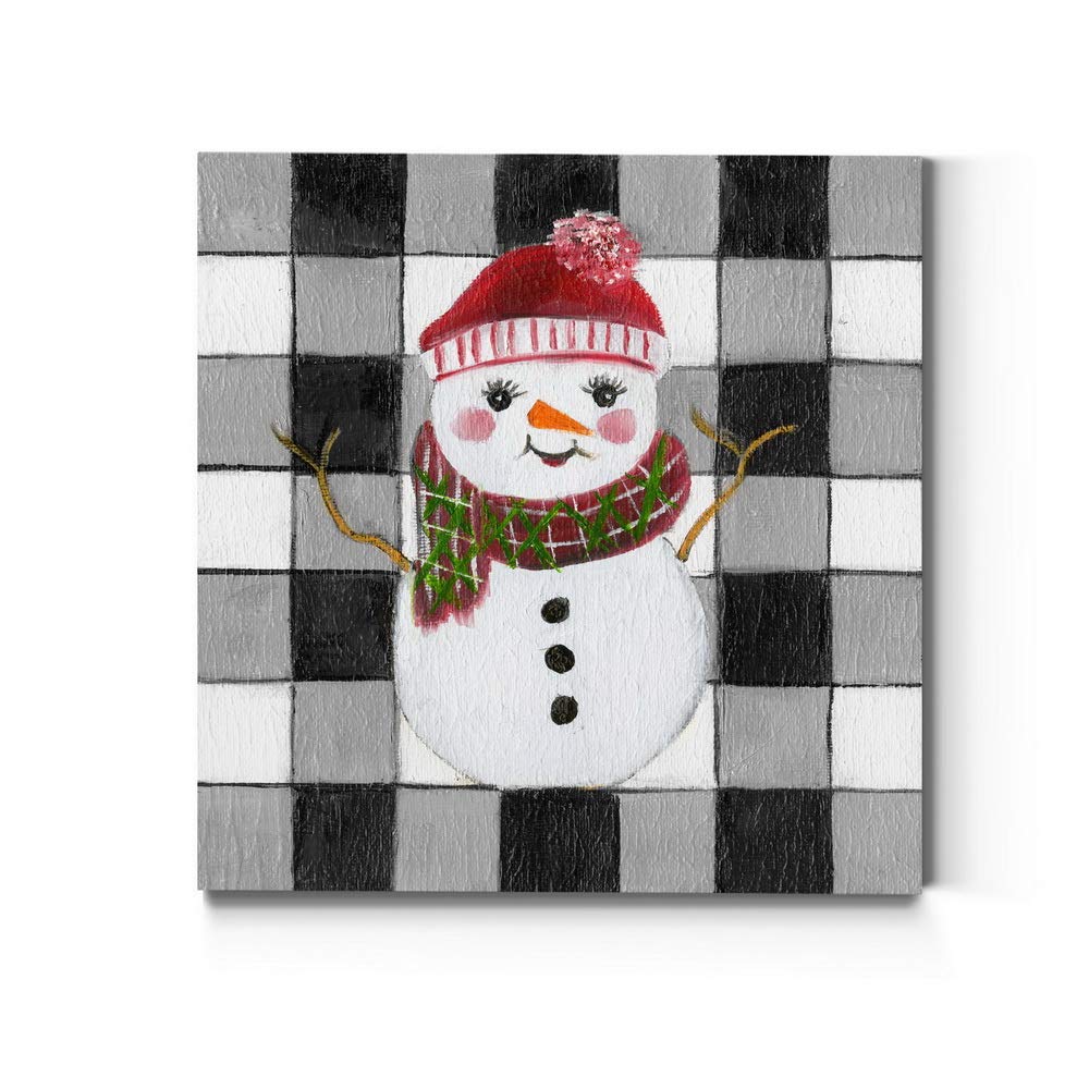 Renditions Gallery Checkerboard Snow Woman Wall Art, Christmas & Winter Artwork, Festive Colors, Red & Green, Premium Gallery Wr