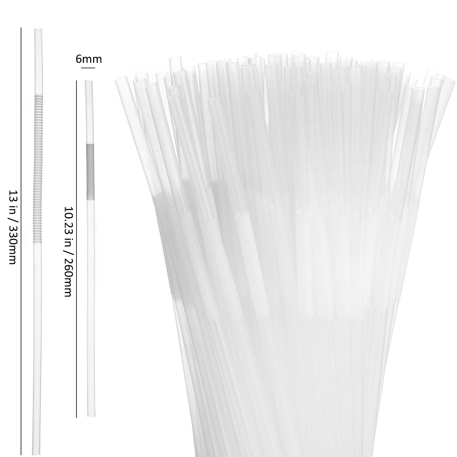 Alink 200 Pcs Flexible Clear Plastic Extendable Drinking Straws, Extra Long Disposable Bendy Party Fancy Straws