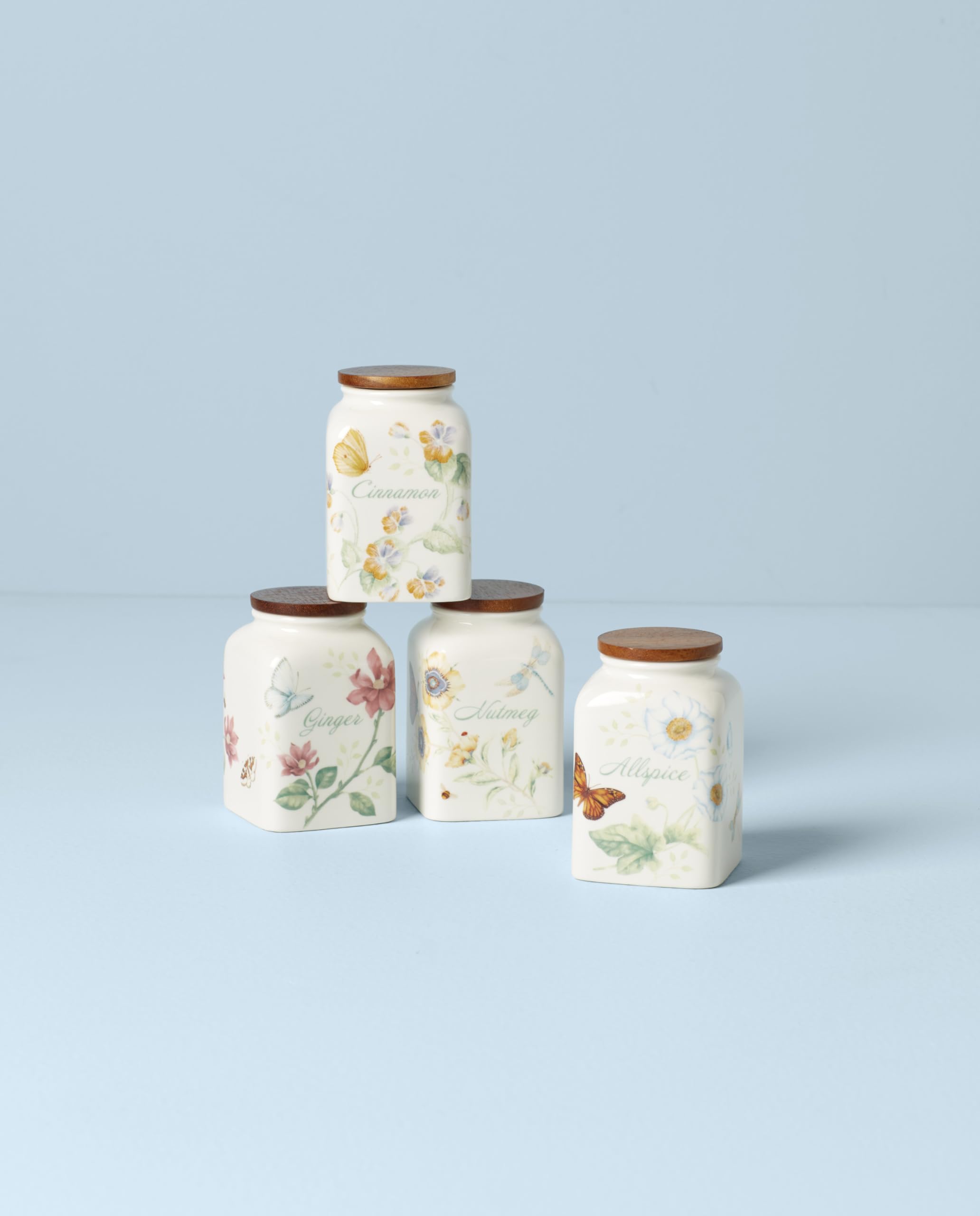 Lenox Butterfly Meadow Baking Spice Jars, Set Of 4, 1.40 Lb, Multi