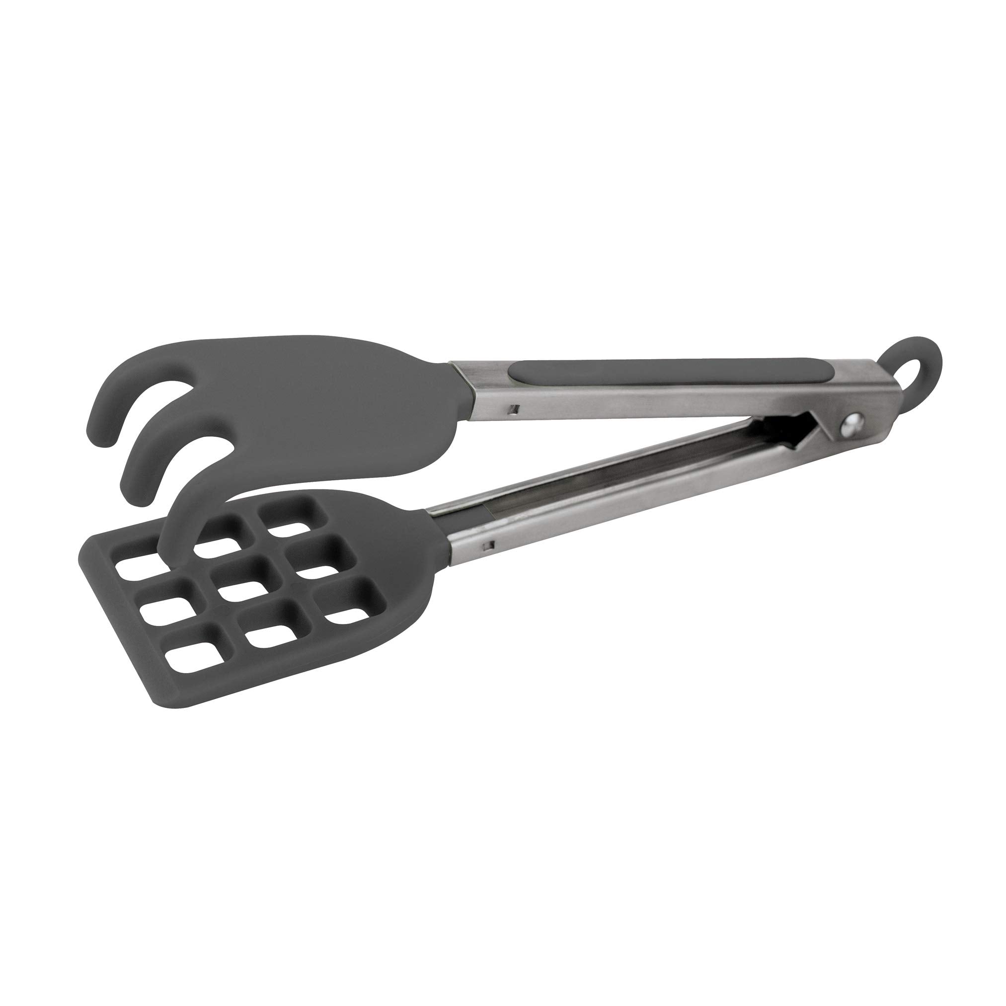 Tovolo Easy-Grip Mini Non-Slip Stainless Steel Handle, Heat-Resistant Silicone Heads, Kitchen Tongs For Cooking Waffles & Breakf