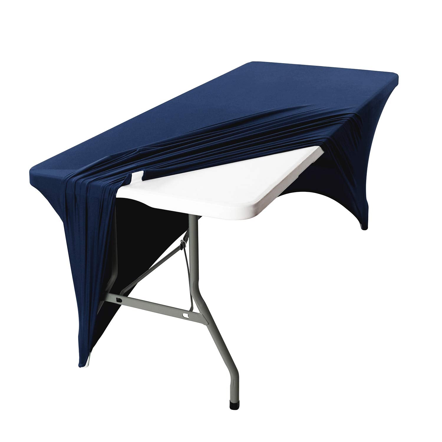 Peomeise 2Pcs 6Ft Spandex Table Cover Rectangular Stretch Spandex Tablecloth (Navy,6Ft)