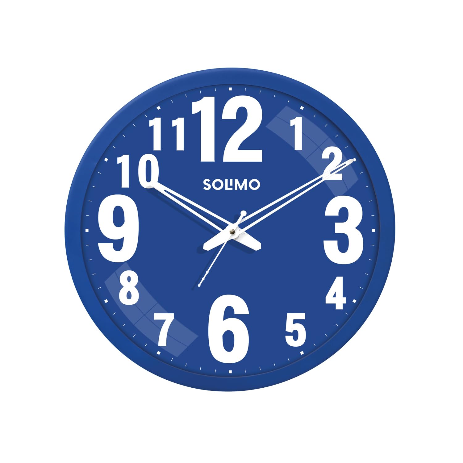 Amazon Brand - Solimo 12-Inch Bold Numeric With Silent Movement Modern Plastic Wall Clock - Blue, Analog