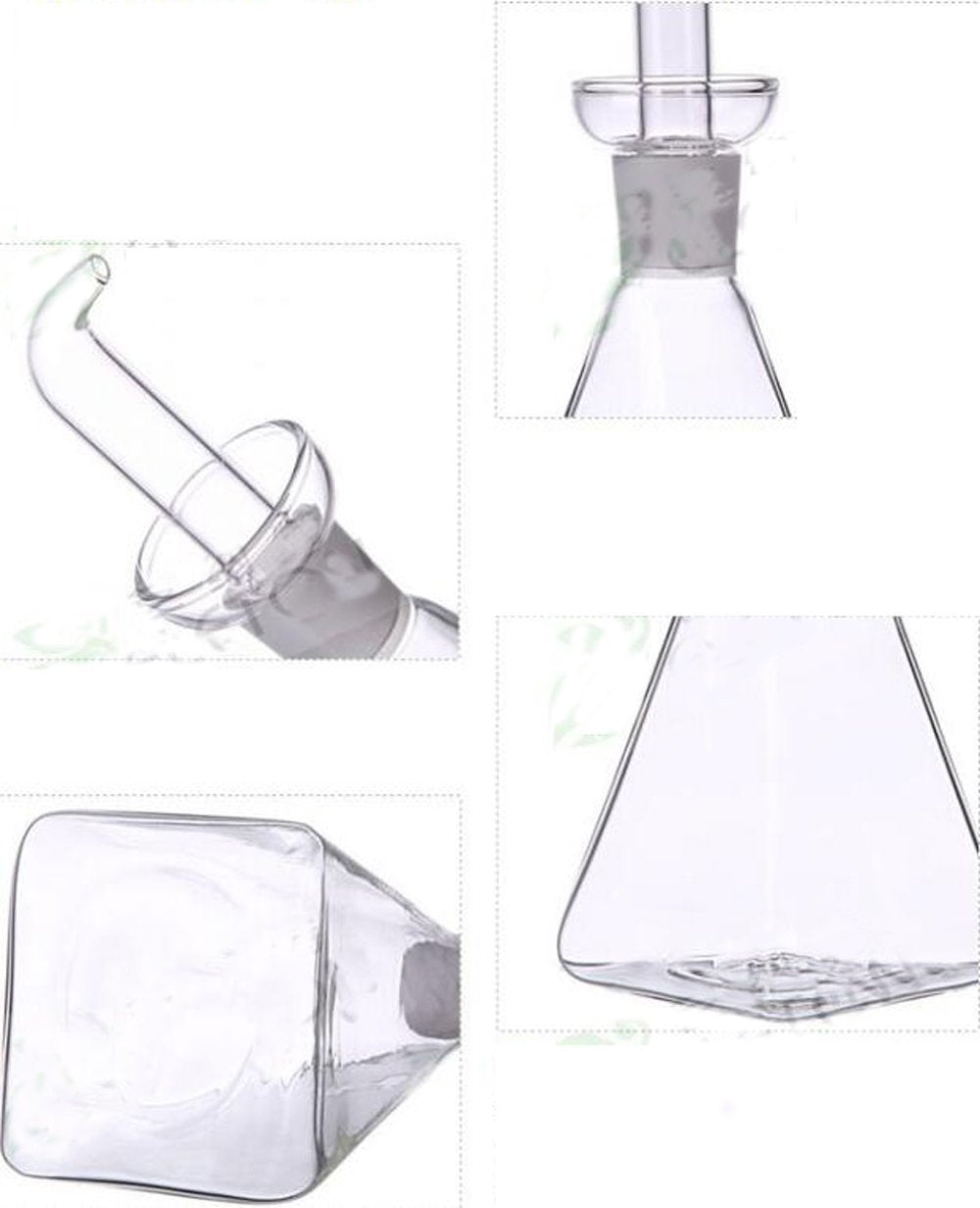 Eleton Square 14 Oz Glass Olive Oil Dispenser Bottle-Non Drip Leak Proof No Mess Oil Dispenser & Vinegar Cruet Pourer & Drizzler