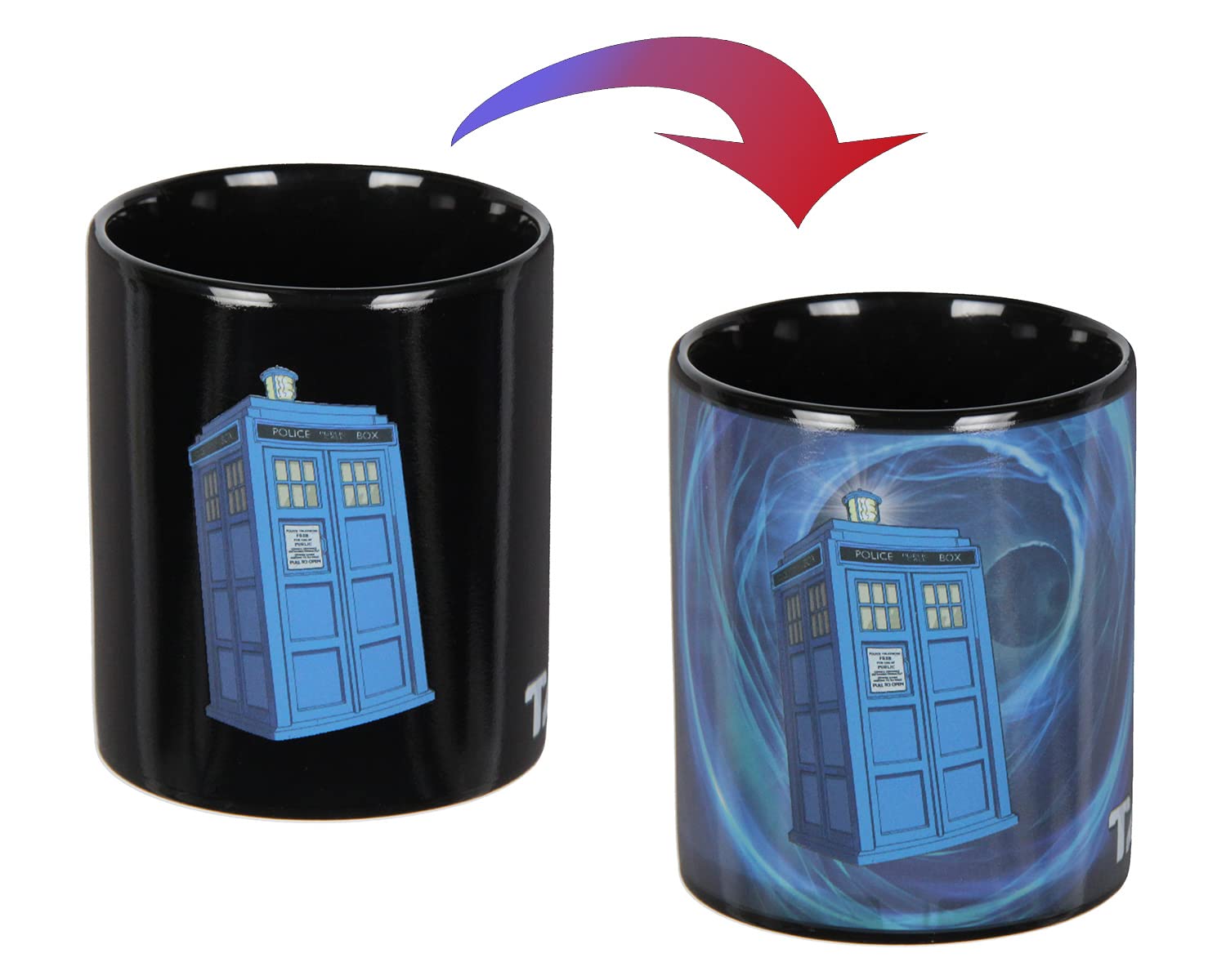 Seven Times Six Doctor Who Tardis Vortex Heat Reactive Color Changing Tea Coffee Mug Cup (Black/Blue)