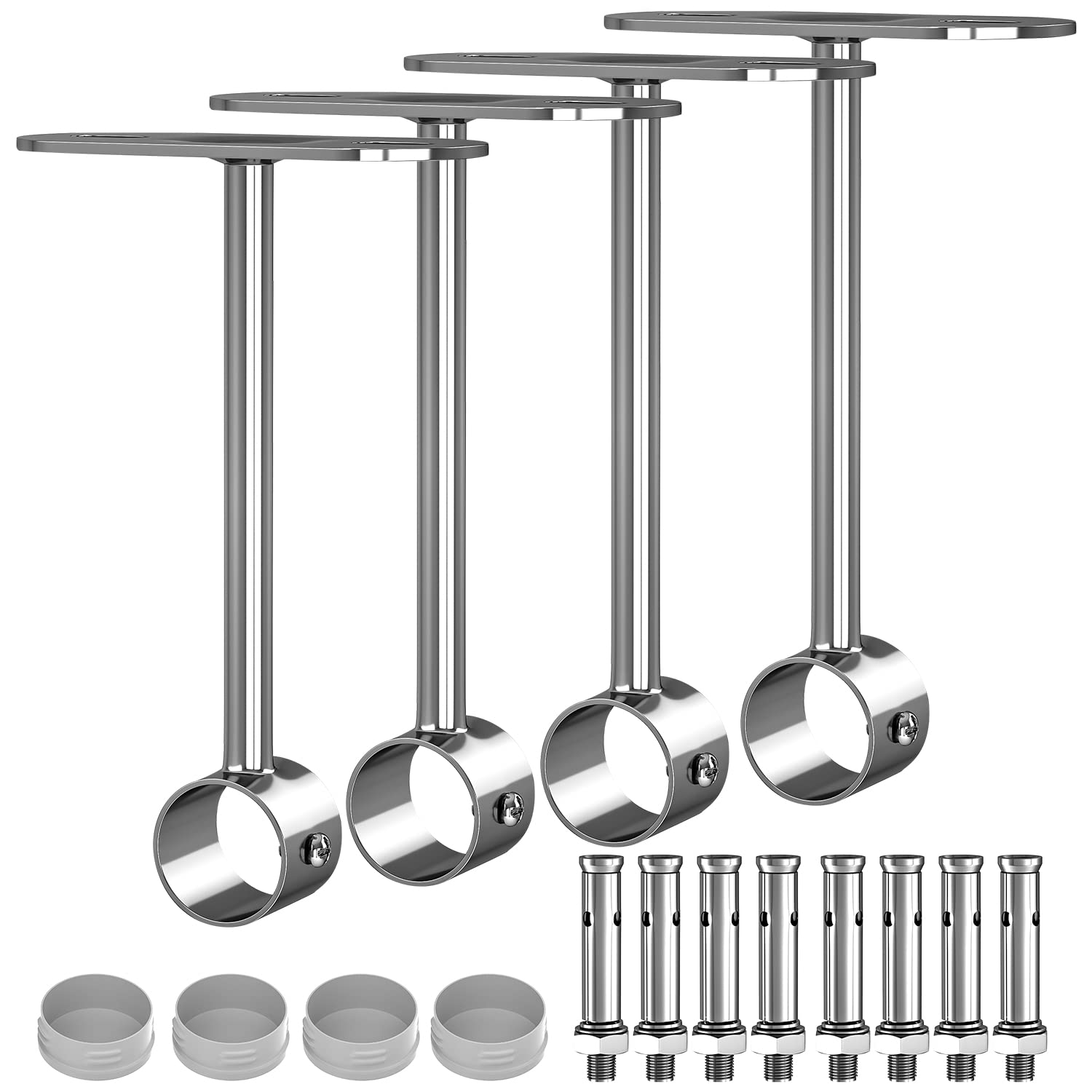 Aopin Closet Rod Brackets, 25Mm/1'' Curtain Rod Ceiling-Mount Brackets, Stainless Steel, Brushed Finish, Polished End Supports,