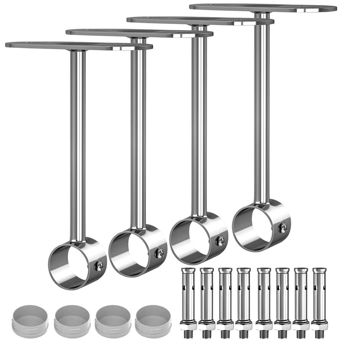 Aopin Closet Rod Brackets, 25Mm/1'' Curtain Rod Ceiling-Mount Brackets, Stainless Steel, Brushed Finish, Polished End Supports,