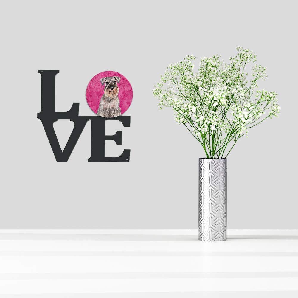 Pink Schnauzer Metal Wall Artwork LOVE KJ1229PKWALV