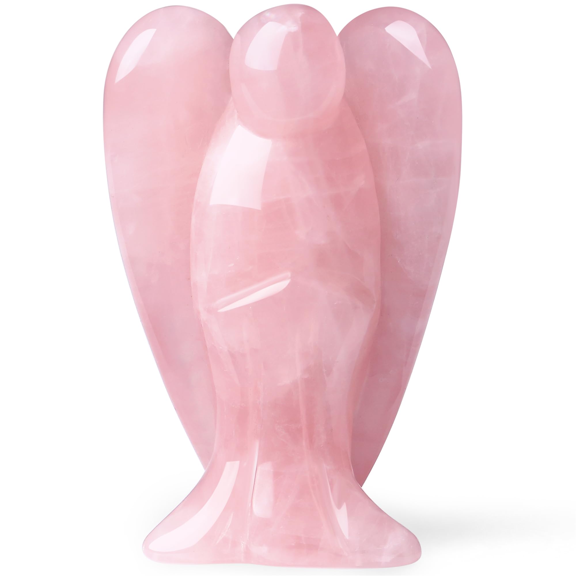 YATOJUZI 3 Rose Quartz Angel Decor Big Hand-Carved Angels Guardian Sculpture Statue Figurines Natural Crystal Stones and Healing