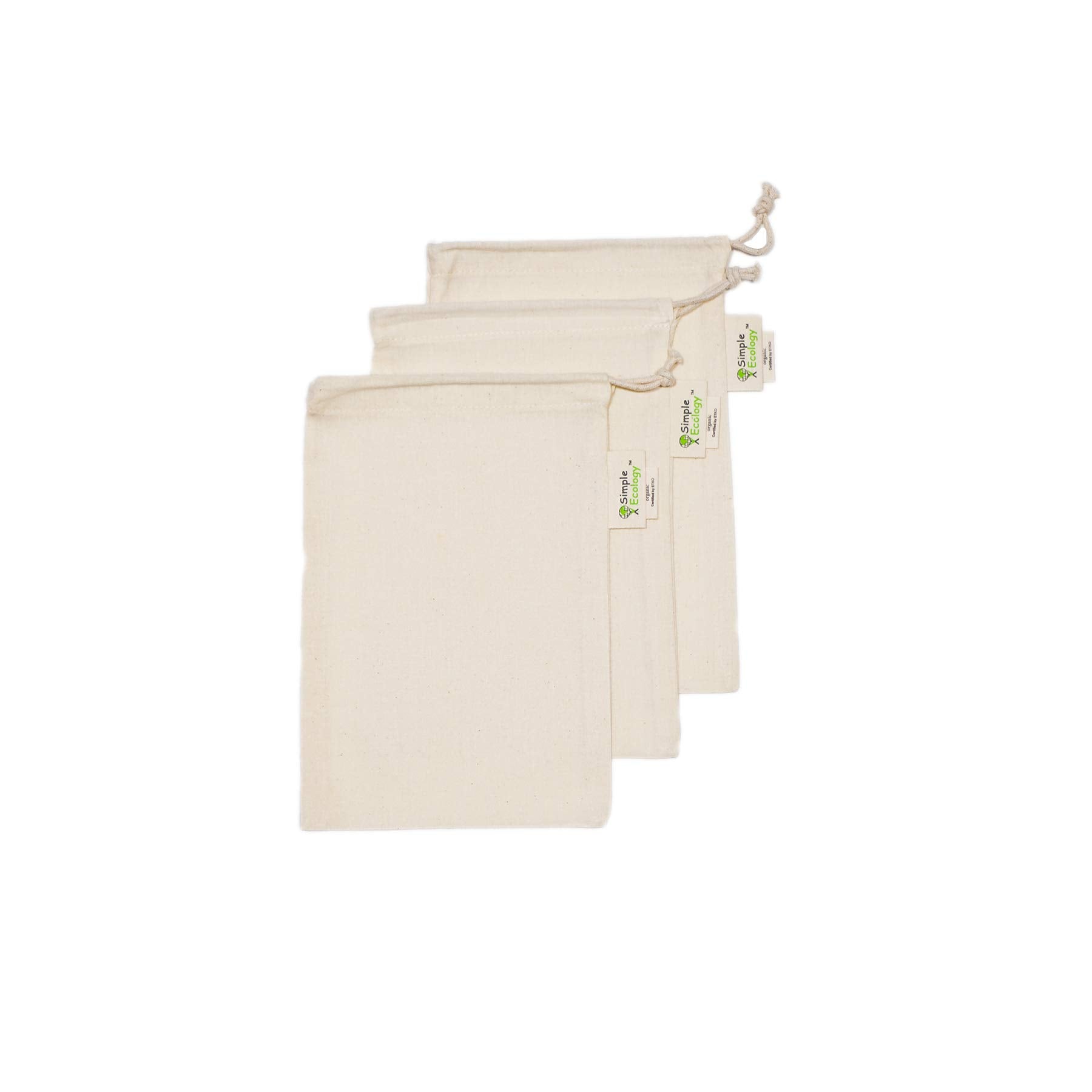 Simple Ecology Reusable Grocery Produce Shopping And Storage Bags, Organic Cotton Muslin, Xsmall 3 Pack