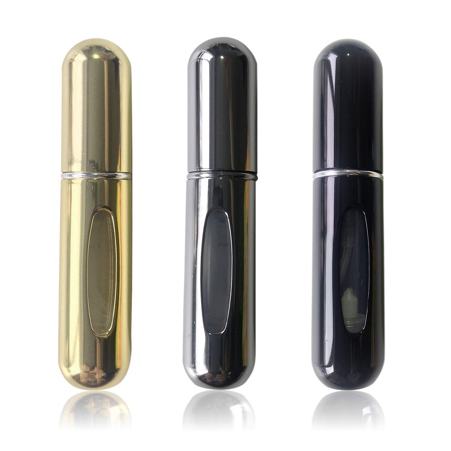 MuOu 3 Pack - 5 Milliliter Mini Refillable Perfume Atomizer Bottle, Multicolor Perfume Spray, Scent Pump Case for Traveling and 