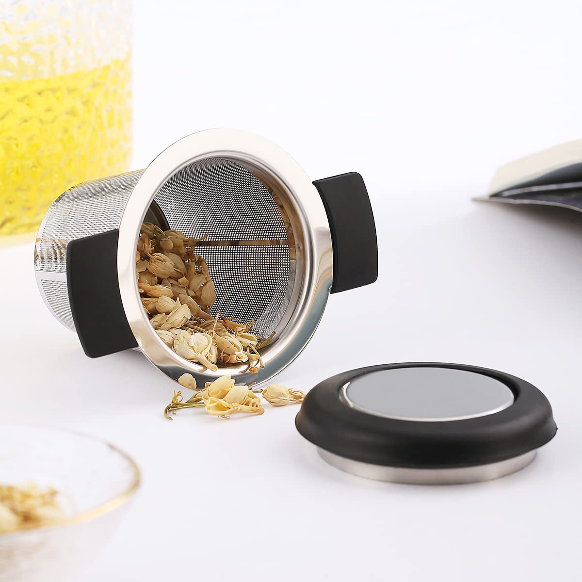 Kyraton Tea Infuser For Loose Tea, Stainless Steel Loose Leaf Tea Steeper Strainer, Coffee Infuser Fine Mesh Filters With Large