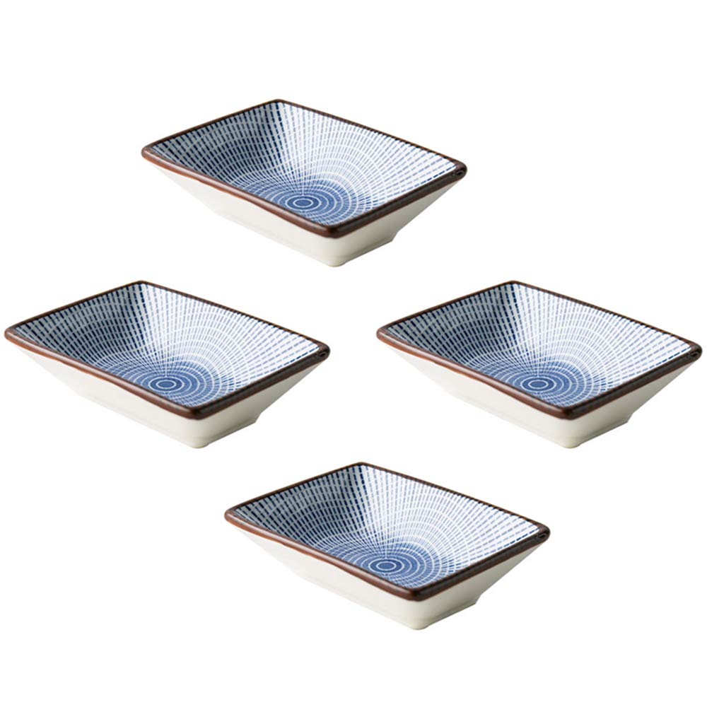 Colias Wing 3.5'' Simple Blue Stripes With Brown Edge Stylish Design Multipurpose Porcelain Side Dish Bowl Seasoning Dishes Soy