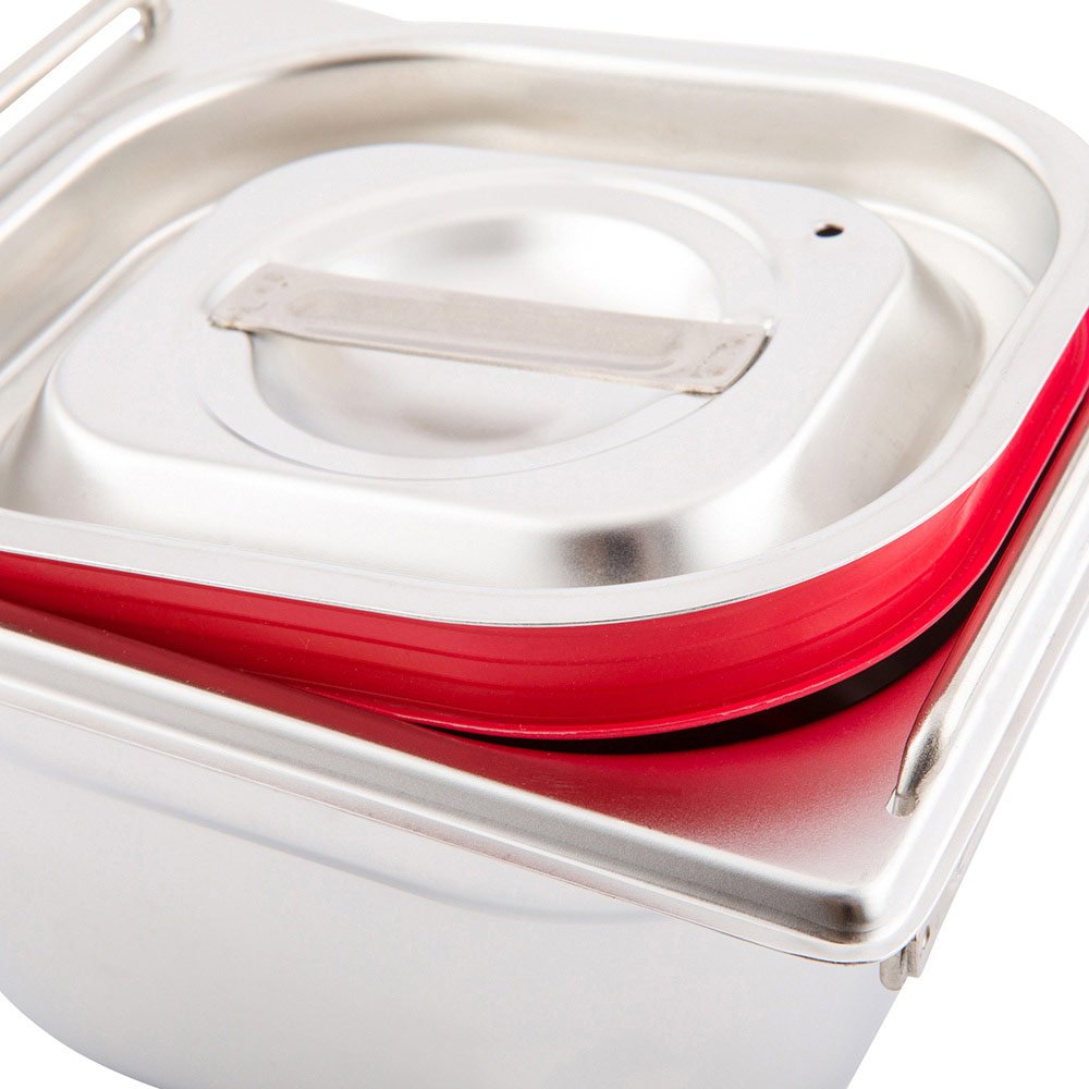Restaurantware Lid Only: Met Lux One Sixth Steam Table Pan Lid 1 Travel Hotel Pan Lid - Built-In Leakproof Silicone Seal Stainle