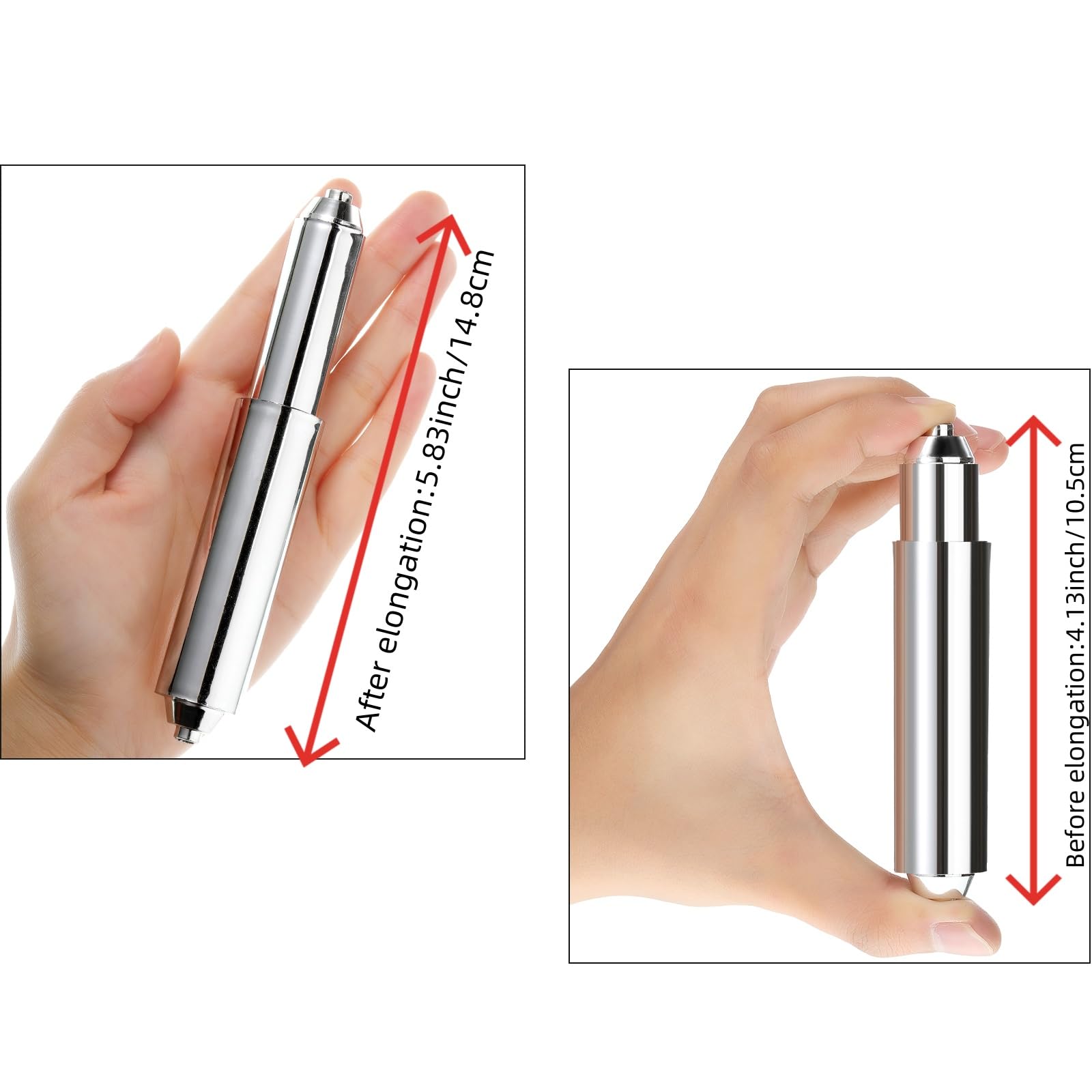 2 Pieces Toilet Paper Holder Roller Spindle Replacement Rod Plastic Spring Loaded (Silver)