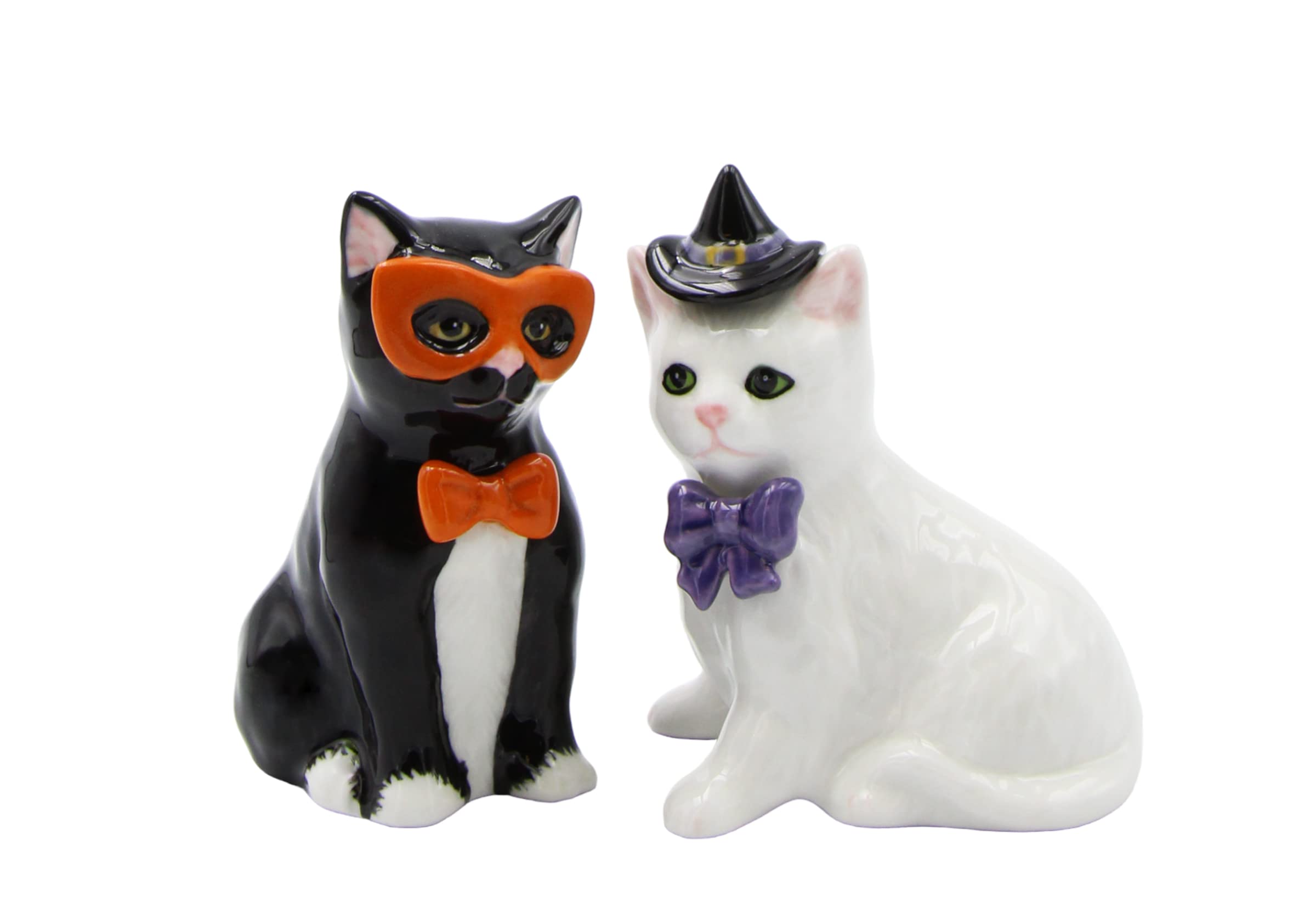 Cosmos Gifts 21032 Black And White Halloween Cat Salt And Pepper Shaker