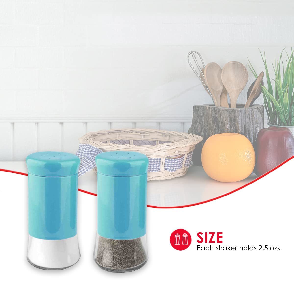 Home Basics Essence Collection Salt And Pepper Shaker Set, Turquoise Blue