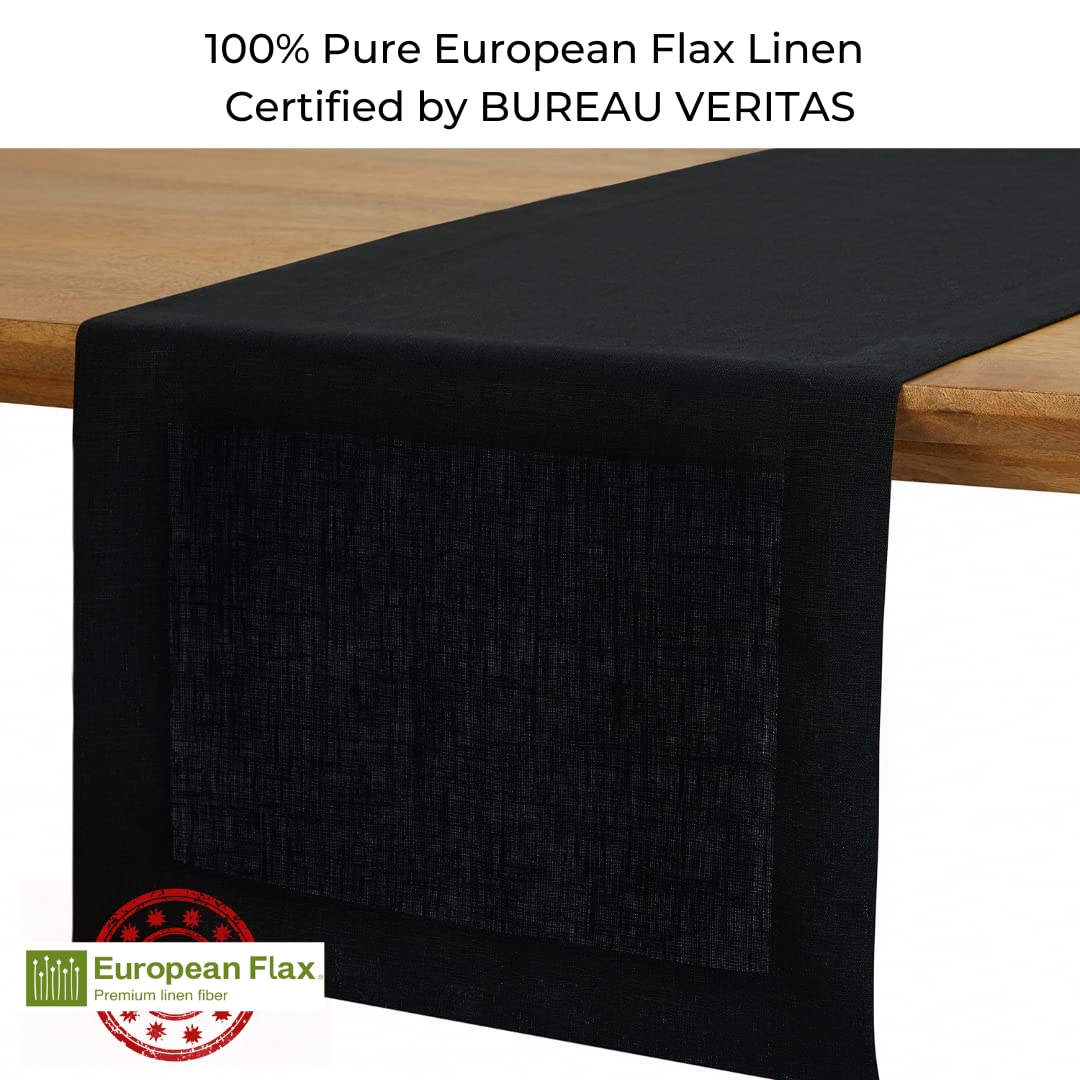 D'Moksha Black Table Runner 120 Inches Long, Linen Table Runner, Halloween Table Runner, Long Table Runner For Fall, Thanksgivin