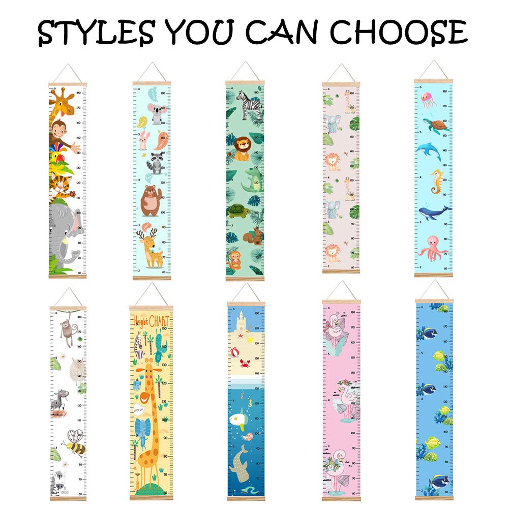 Animals Growth Chart For Kids, Baby Height Chart, Canvas Height Measuring Rulers For Boys Girls (Animals 3)
