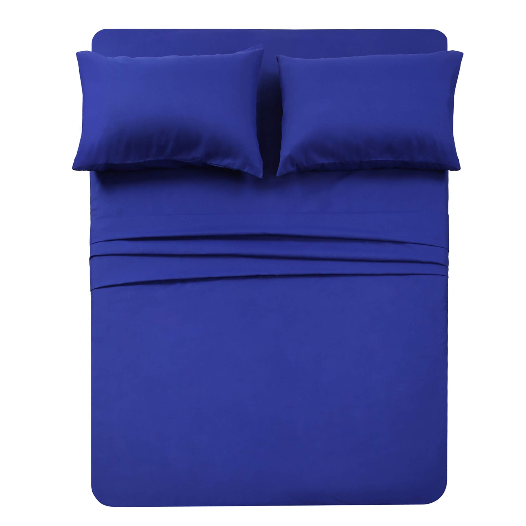 4 Piece Bed Sheet Set (Full,Royal Blue) 1 Flat Sheet,1 Fitted Sheet And 2 Pillow Cases,Brushed Microfiber Luxury Bedding With De