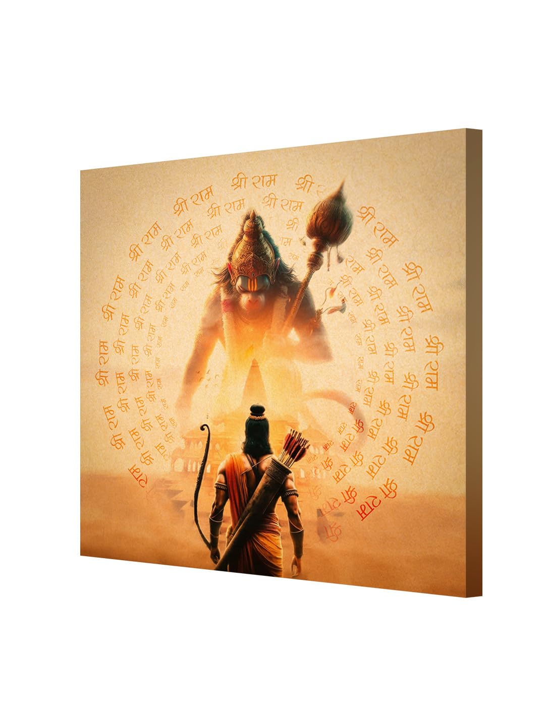 999Store Lord Ram And Hanuman With Glowing Divine Presence - Canvas Painting | Hindu Deity Art, Ramayana Devotional Painting, Sp