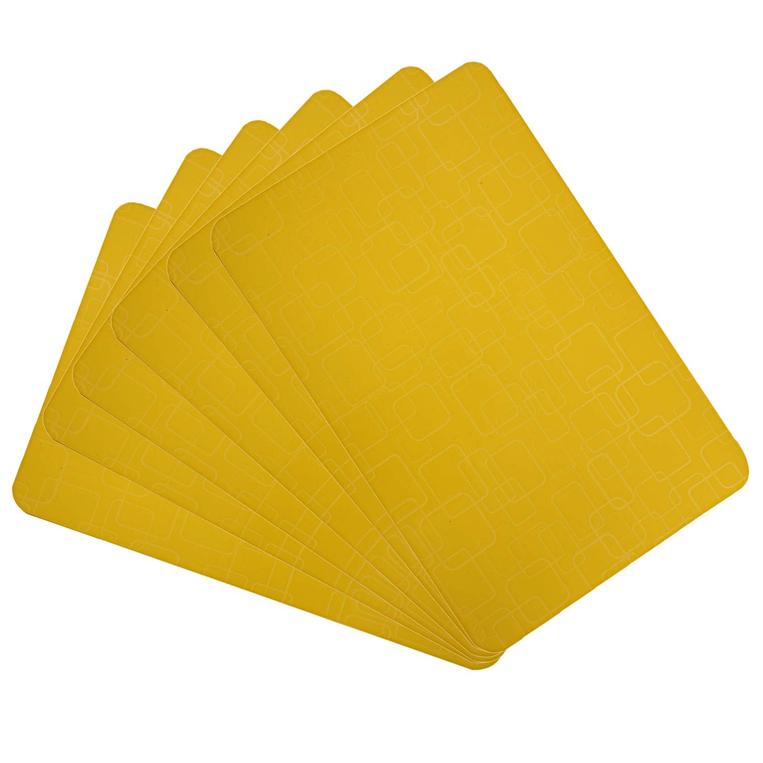 Kuber Industries Checkered Design Pvc 6 Pieces Dining Table Placemat Set (Yellow), Ctktc13704