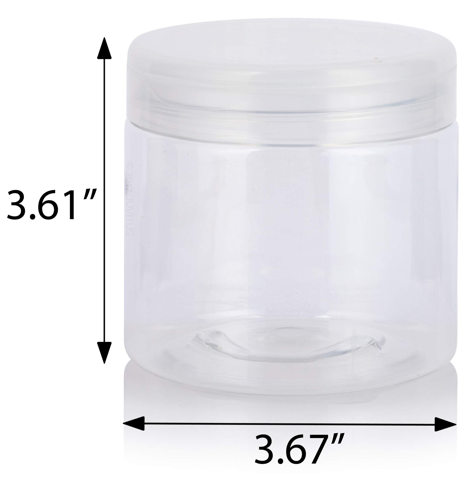 Clear Large 16 Oz Pet Plastic (Bpa Free) Refillable Jar With Clear Natural Flip Top Cap - (6 Pack)