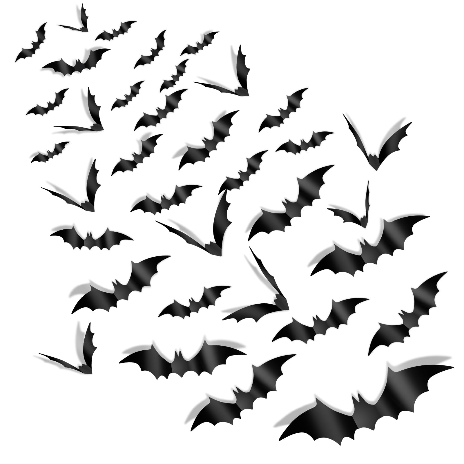 Halloween Decorations Bats Wall Stickers,120 Pcs Reusable 3D Black Halloween Bats Scary Stickers With Double-Sided Tape For Hall