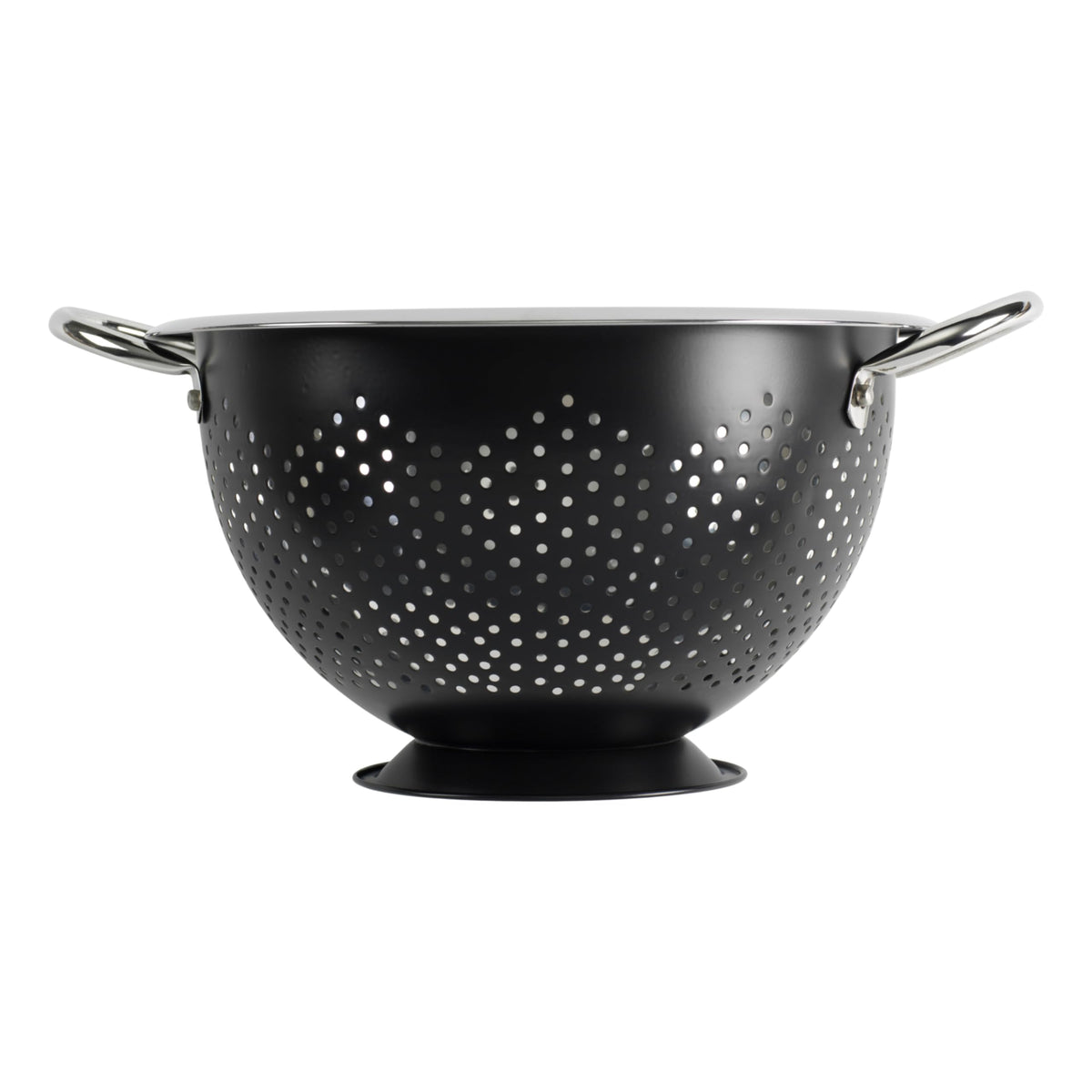 Goodcook Gourmet Colander, 5Qt Capacity, Stainless Steel With Handles And Elevated Pedestal Foot, Bold Black