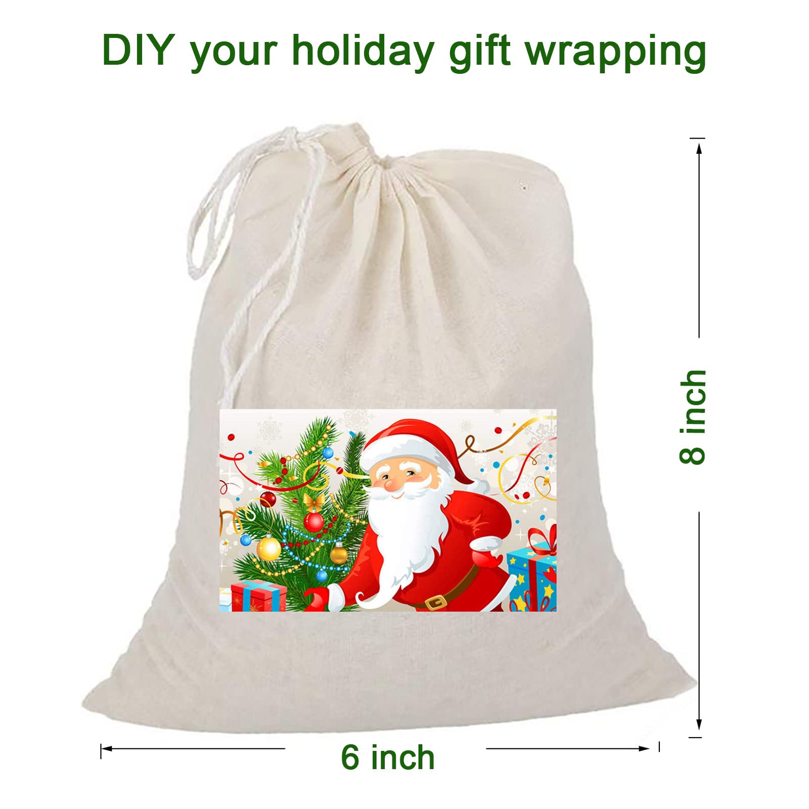 GIYOMI 20 PCS Cotton Drawstring Muslin Bags, 6x8 inches, Natural Unbleached, Ideal for Herbs, Cheesecloth, Coffee, Tea, Nut Milk