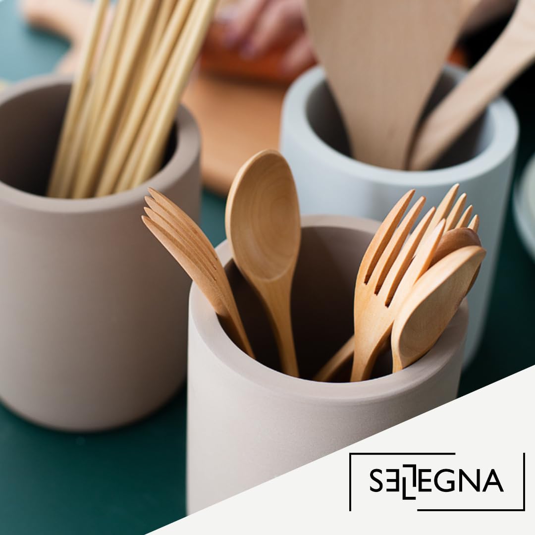 Selegna Instant Dry Utensil Holder For Kitchen Countertop, Diatomite Stone Utensil Caddy, Diatomaceous Earth Kitchen Utensil Org