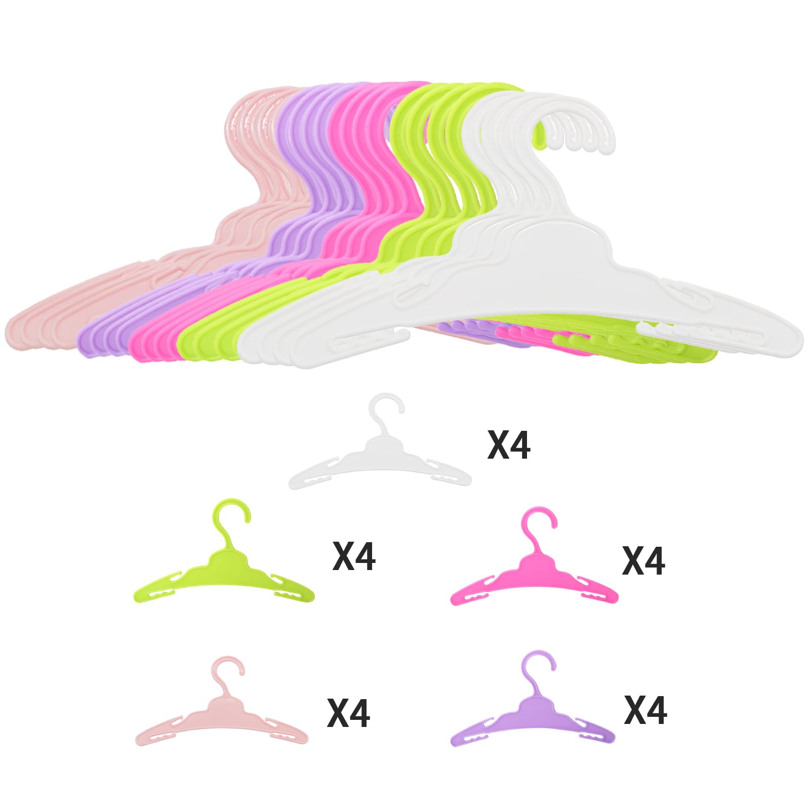 Msyo 20 Pcs Doll Clothes Hangers For 18 Inch Dolls, 5 Colors Doll Hangers, Sturdy Doll Hangers Accessories, Work Great With Rod