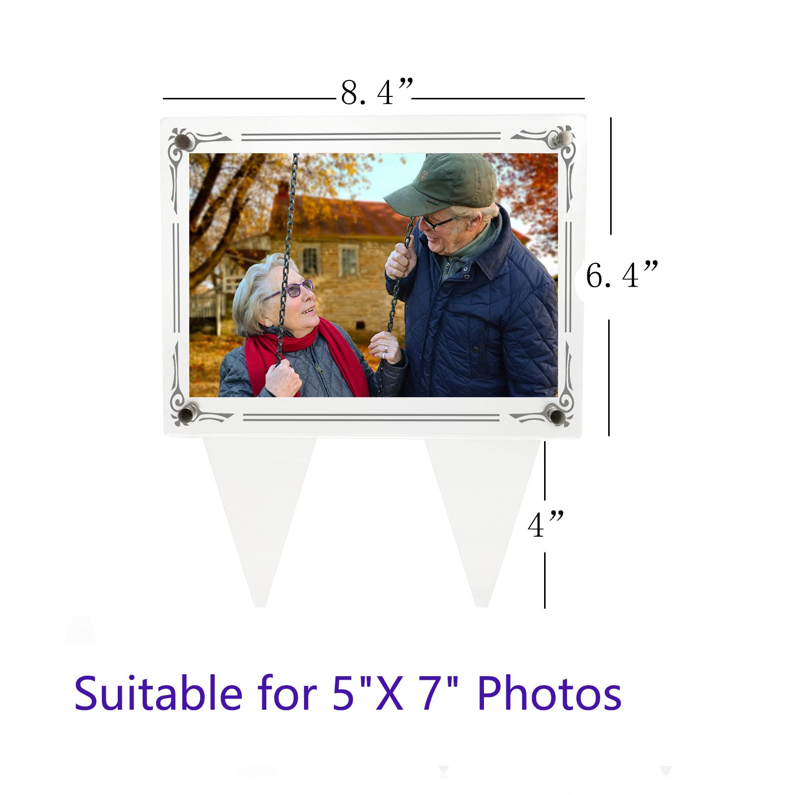 Keruios 5x7 Waterproof Picture Frame For Grave, 2pcs Acrylic Photo Frame Outdoor Memorial Cemetery Grave Decorations, Garden Mar